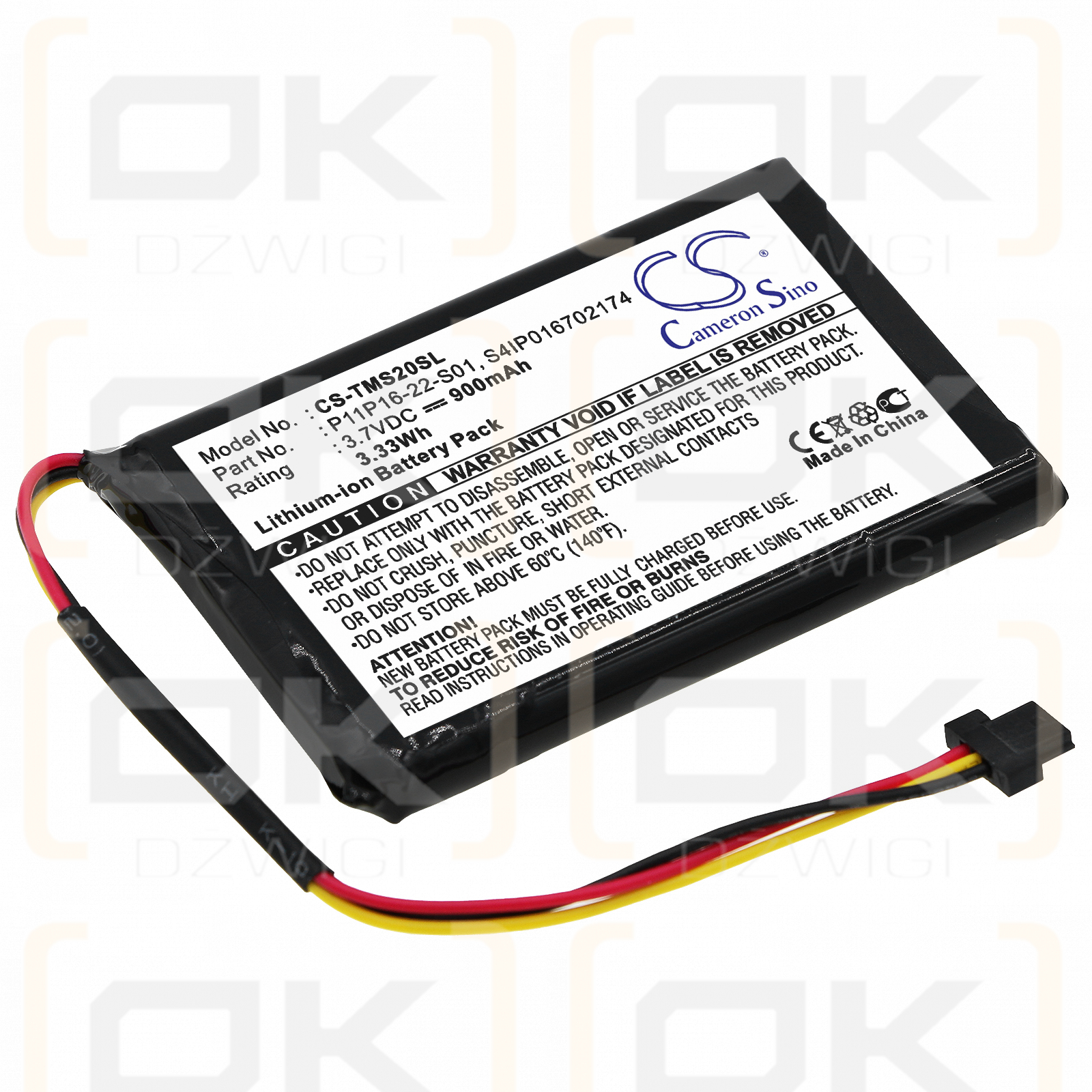 TomTom 4ET0.002.07 / P11P16-22-S01 900mAh Li-ion 3.7V (Cameron Sino)