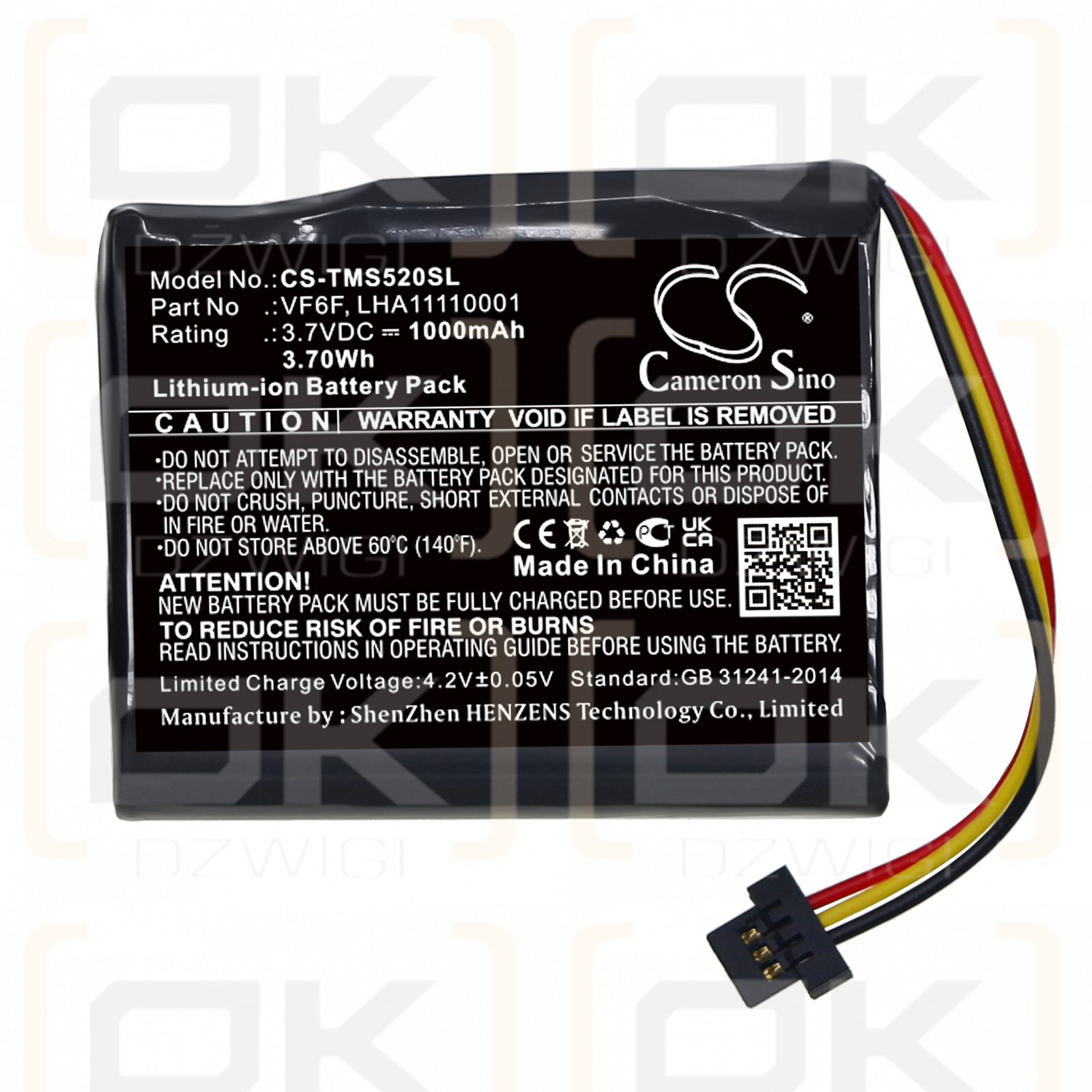 TomTom 4AL51 / VF6F 1000mAh Li-ion 3.7V (Cameron Sino)