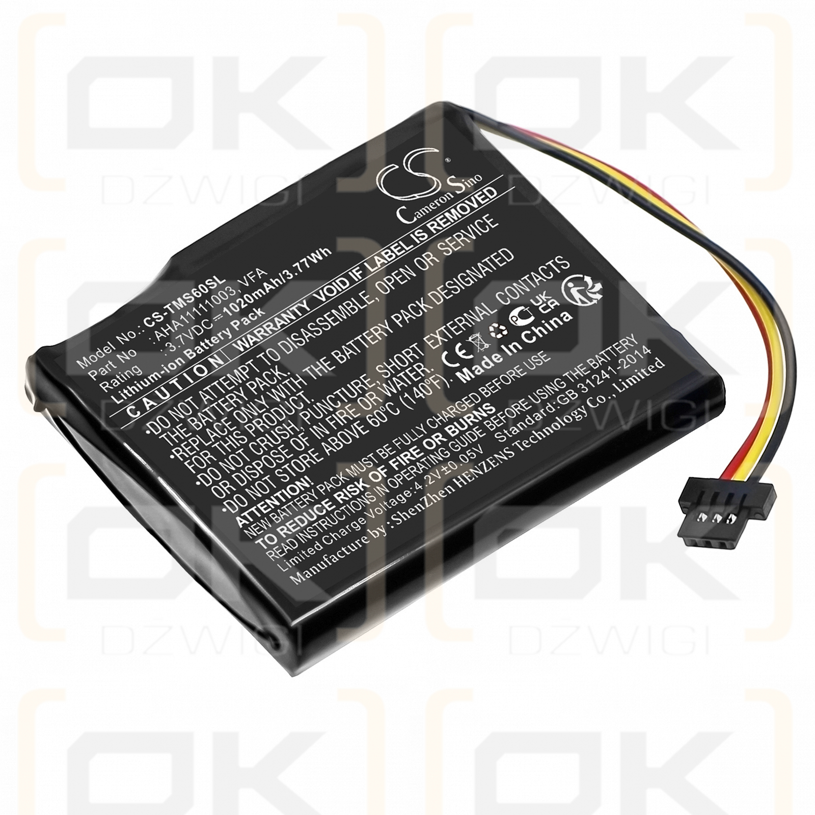 TomTom VIA 1605 / VFA 1020mAh Li-ion 3.7V (Cameron Sino)