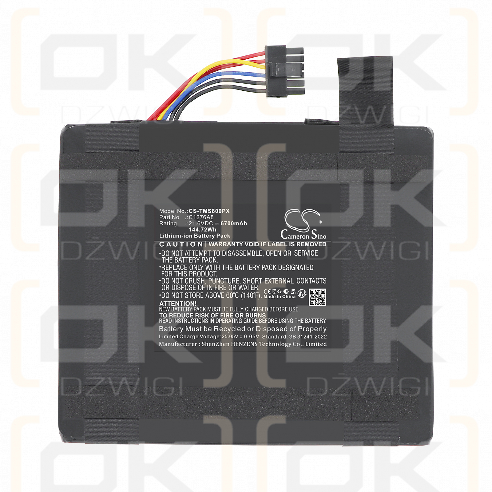 Replacement Battery for TerraMow S1200 / C1276A8 6700 mAh Li-ion 21.6 V (Cameron Sino)
