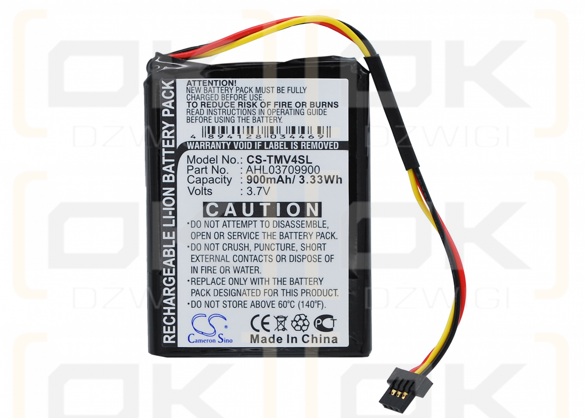 TomTom 4EE0.001.22 / AHL03709900 900mAh Li-ion 3.7V (Cameron Sino)