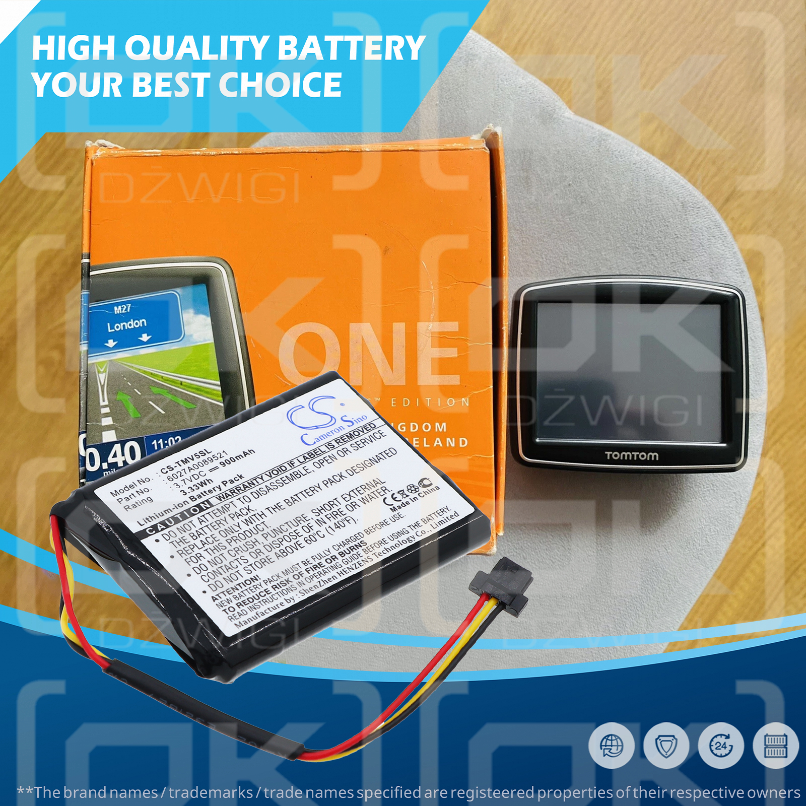 TomTom 4EK0.001.01 / 6027A0089521 Batería de iones de litio de 900 mAh y 3,7 V (Cameron Sino)