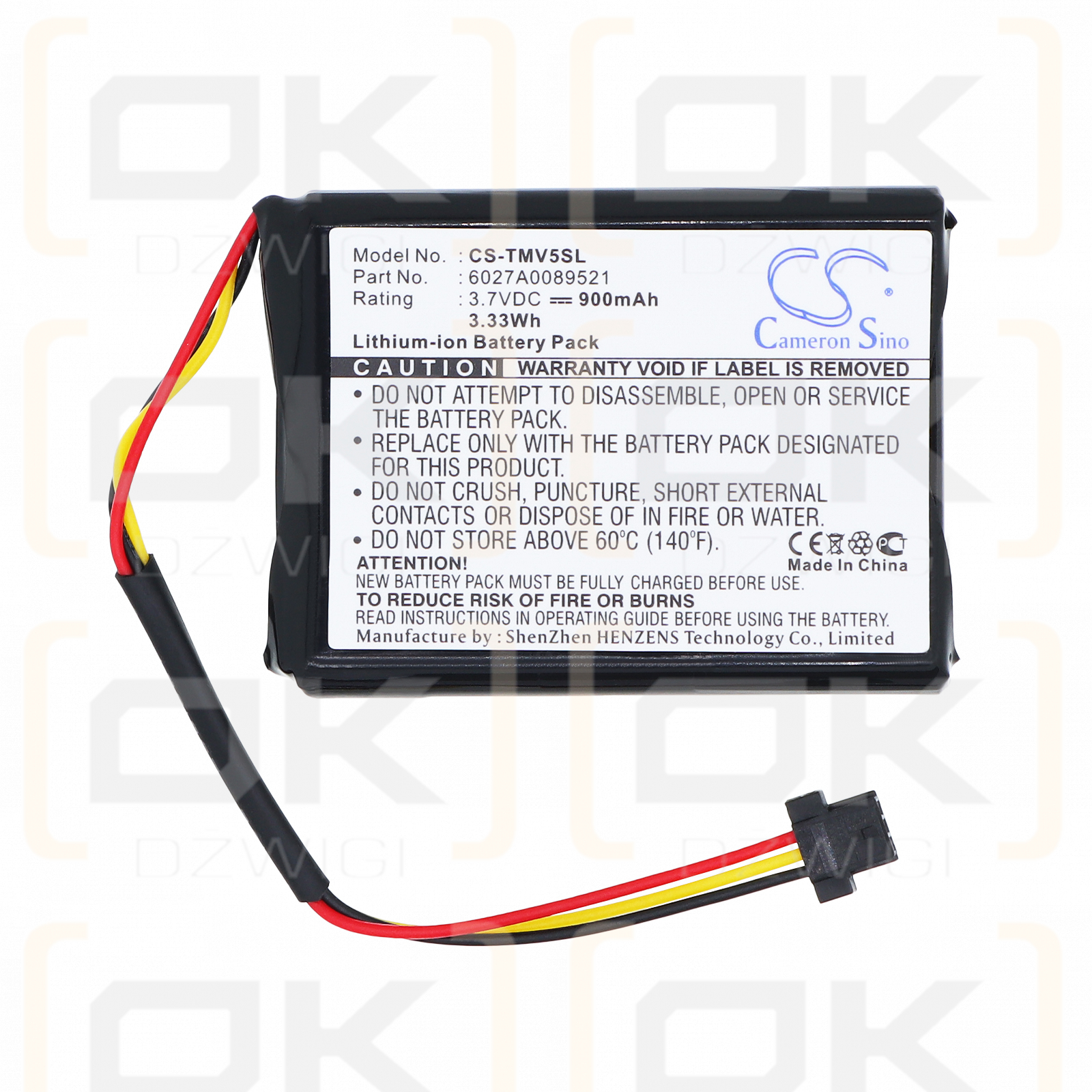 TomTom 4EK0.001.01 / 6027A0089521 Batería de iones de litio de 900 mAh y 3,7 V (Cameron Sino)