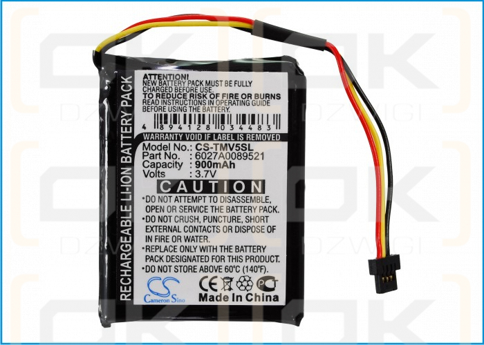 TomTom 4EK0.001.01 / 6027A0089521 900 mAh Li-Ion 3,7 V (Cameron Sino)