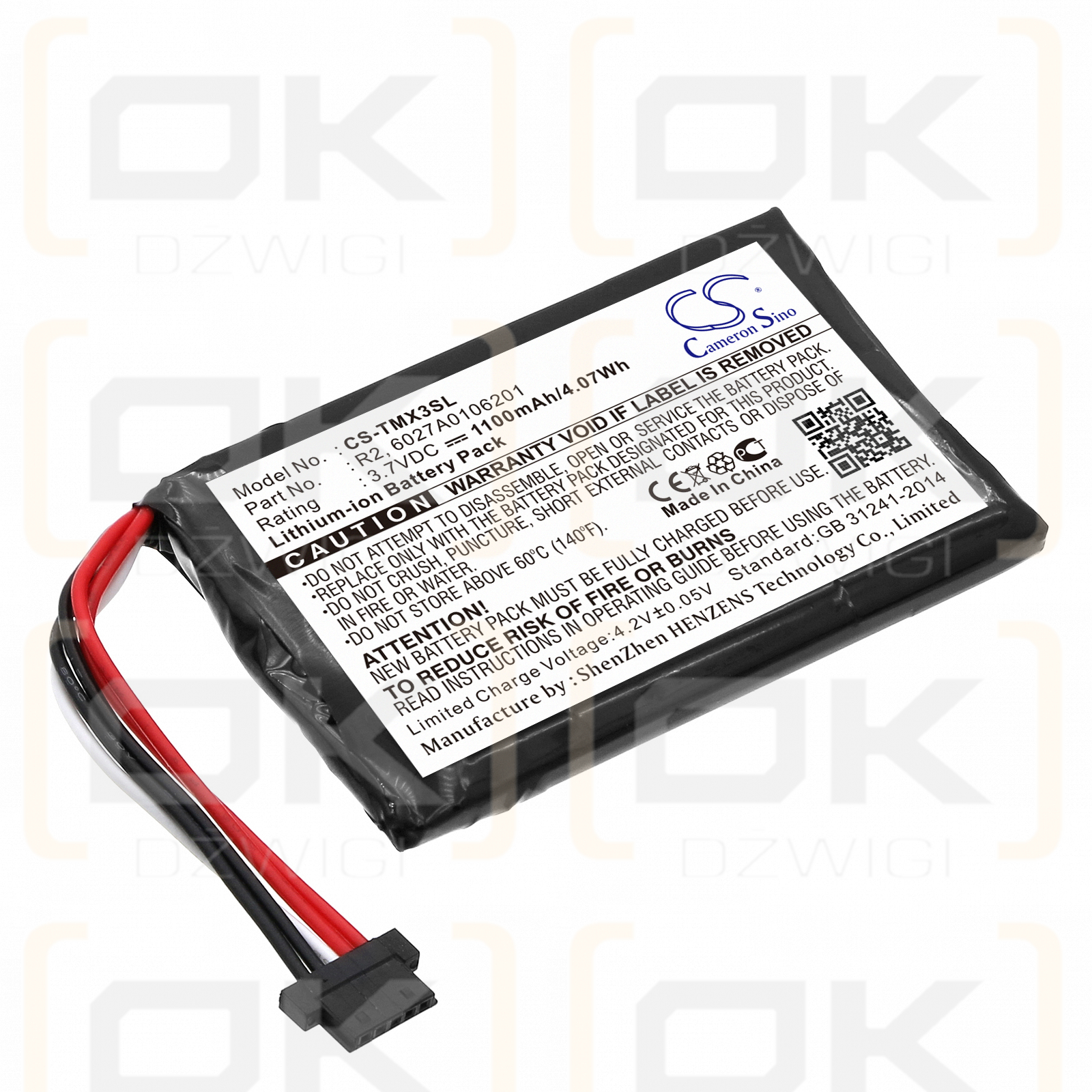 TomTom 5EP0.029.01 / 6027A0106201 1100 mAh Li-Ion 3,7 V (Cameron Sino)