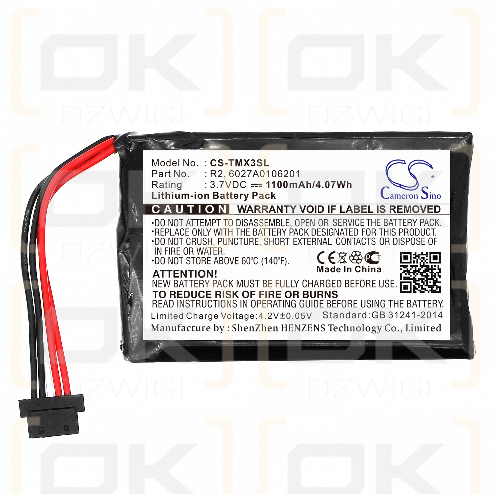 TomTom 5EP0.029.01 / 6027A0106201 1100 mAh Li-Ion 3,7 V (Cameron Sino)