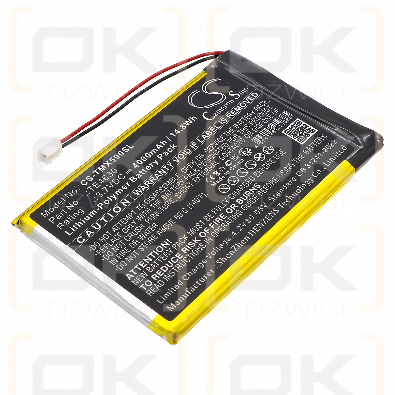 Technaxx TX59 Monitor Drahtlose Türsprechanlage / TE4630 4000 mAh Li-Polymer 3,7 V (Cameron Sino)