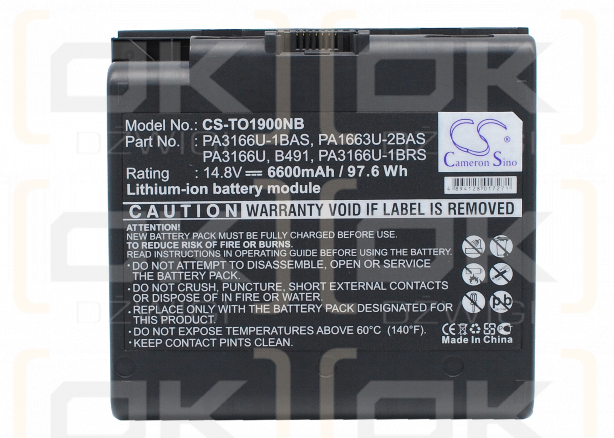 Toshiba Satellite 1900-102 / PA3166U-1BAS 6600 mAh Li-ion 14.8 V (Cameron Sino)