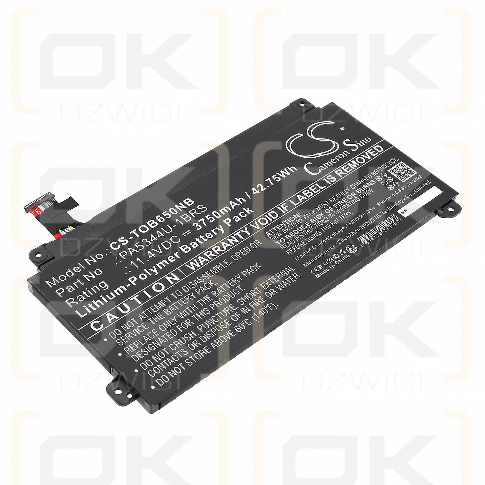 Toshiba Dynabook BJ65/FS / PA5344U-1BRS 3750 mAh Li-Polymer 11,4 V (Cameron Sino)
