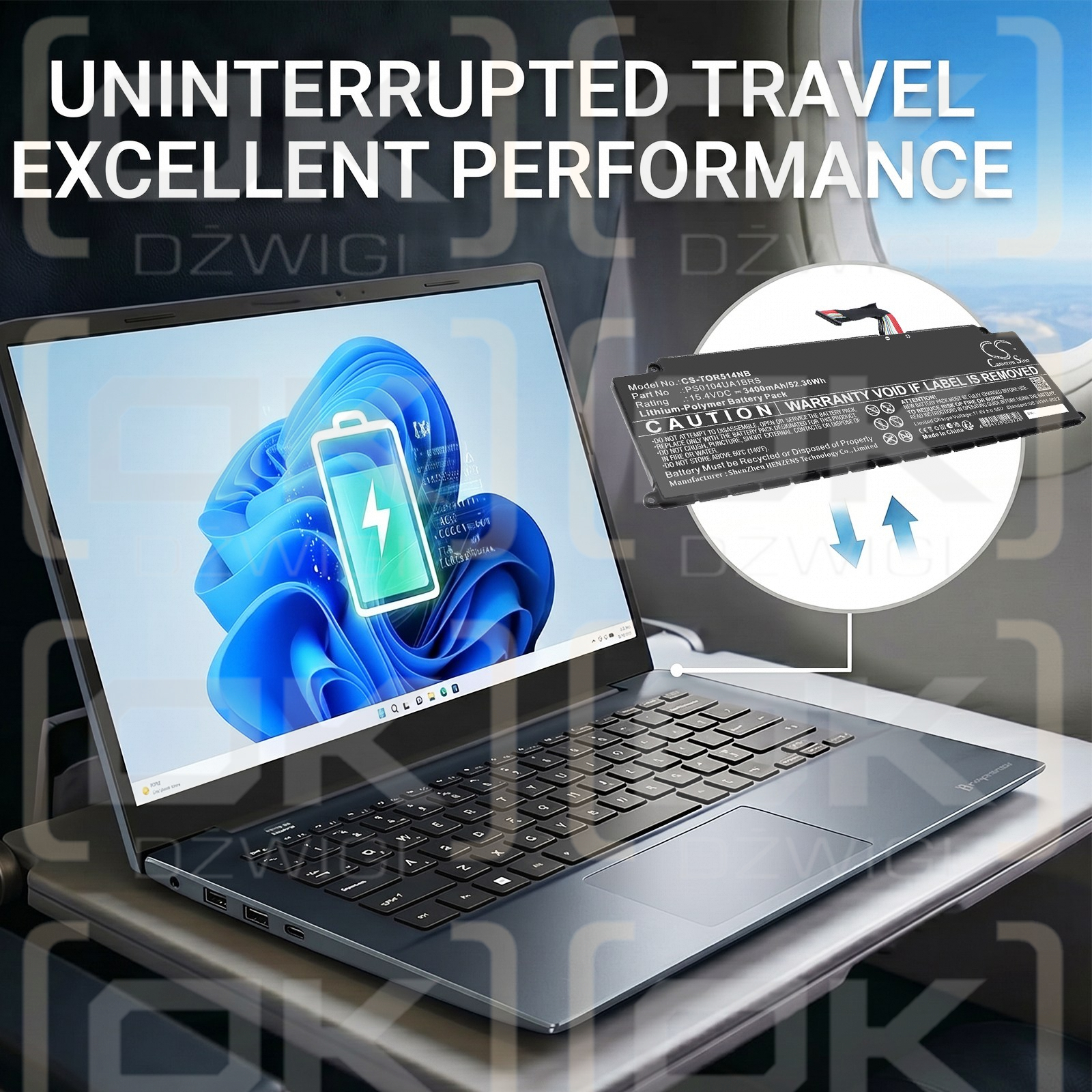 Сменный аккумулятор для Toshiba Dynabook Tecra A50-J / PS0104UA1BRS 3400 мАч, литий-полимерный, 15,4 В (Cameron Sino)