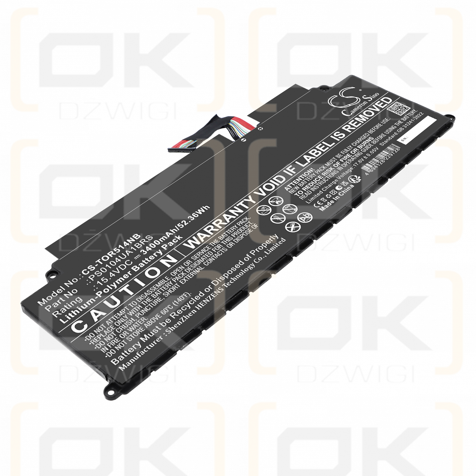 Сменный аккумулятор для Toshiba Dynabook Tecra A50-J / PS0104UA1BRS 3400 мАч, литий-полимерный, 15,4 В (Cameron Sino)
