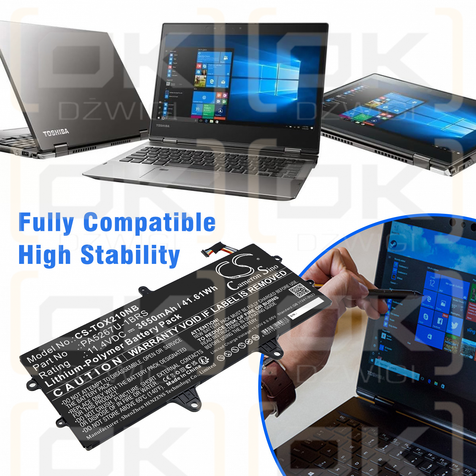 Toshiba Portege X20W-E-BTO / PA5267U-1BRS 3650 мАч литий-полимерный 11,4 В (Cameron Sino)