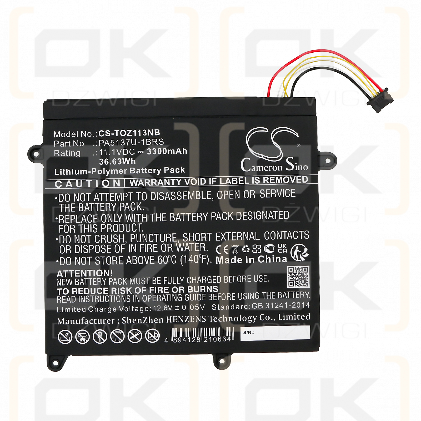 Toshiba Z10T-A-13V / PA5137U-1BRS 3300mAh Li-Polymer 11.1V (Cameron Sino)