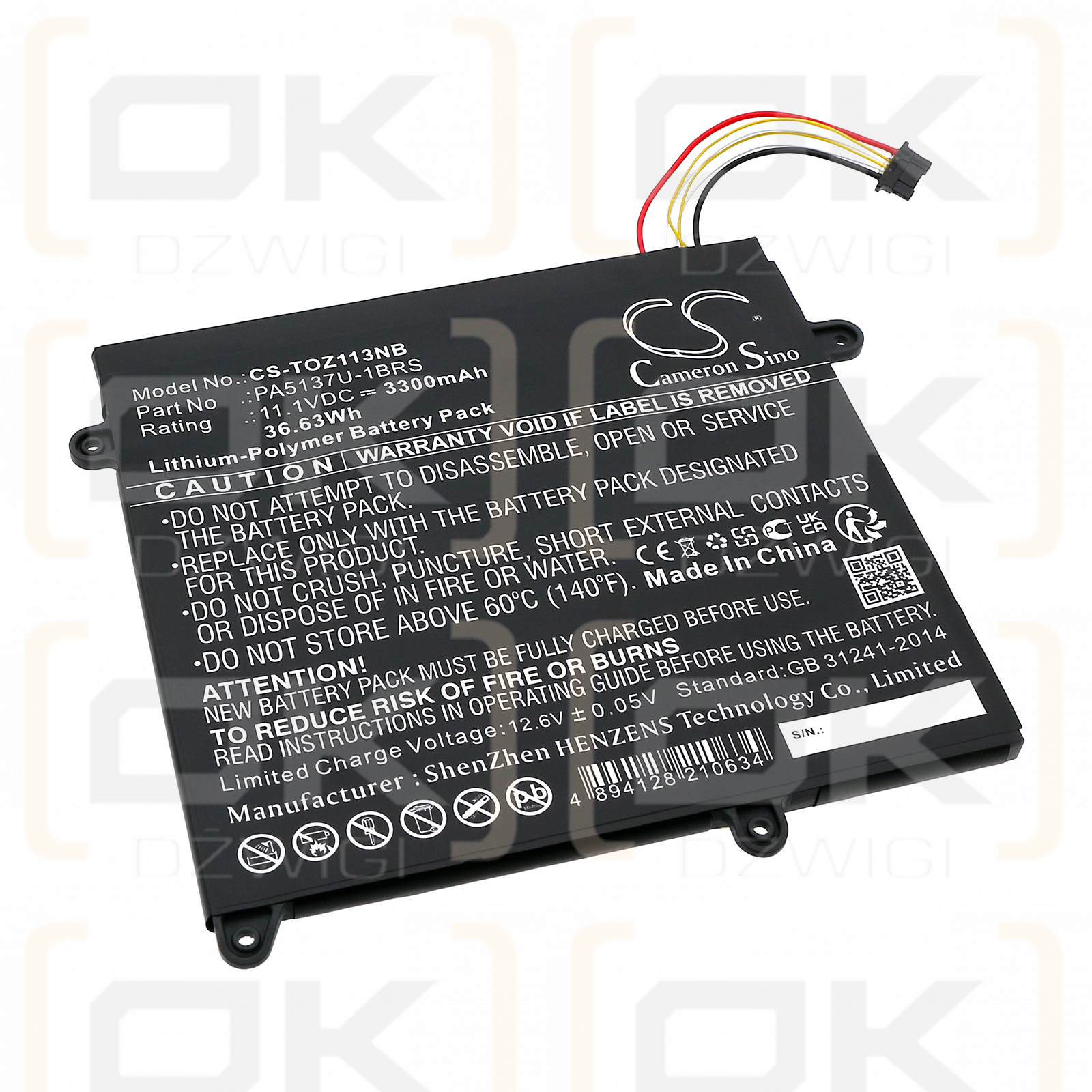 Toshiba Z10T-A-13V / PA5137U-1BRS 3300mAh Li-Polymer 11.1V (Cameron Sino)