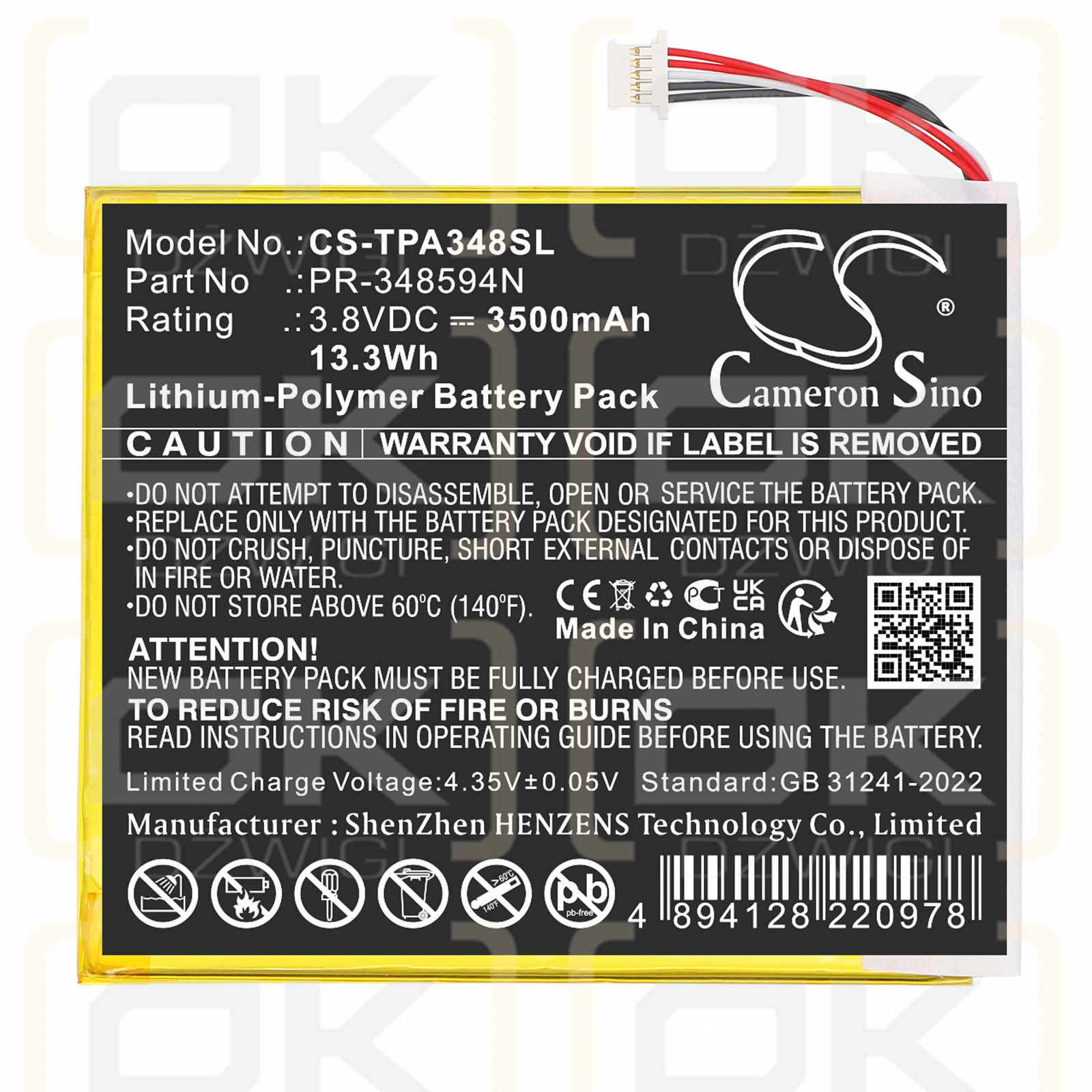 TOPDON ArtiMINI-Diagnosegerät / PR-348594N 3500 mAh Li-Polymer 3,7 V (Cameron Sino)