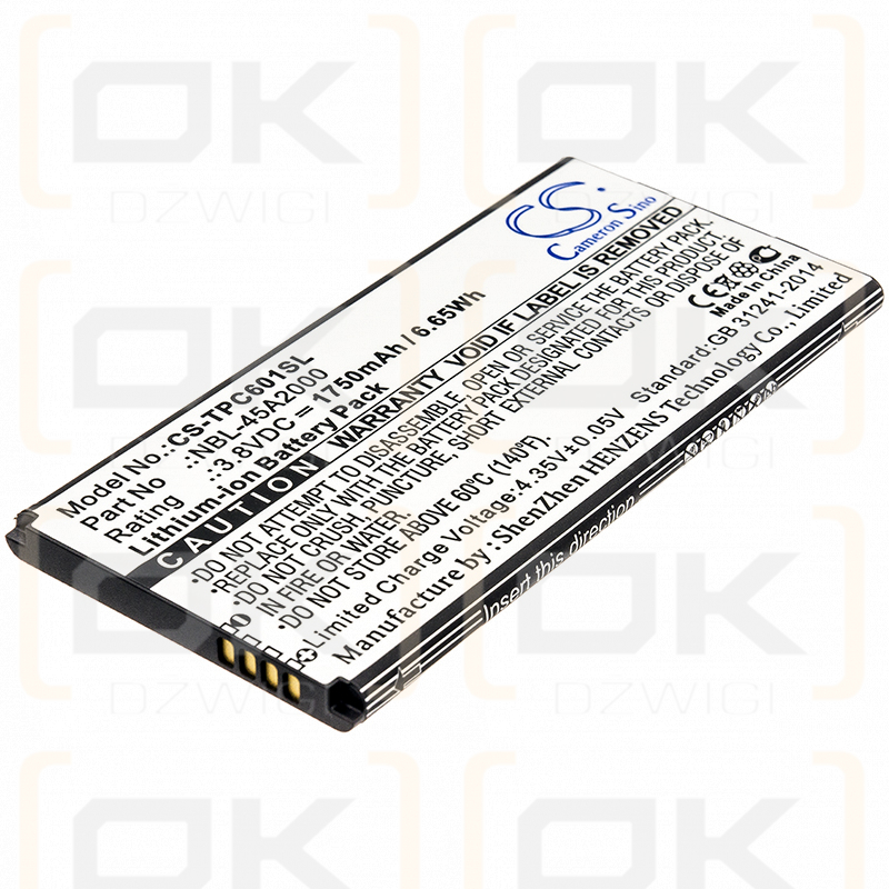 TP-Link TP601A / NBL-45A2000 1750 mAh Li-Ion 3,8 V (Cameron Sino)