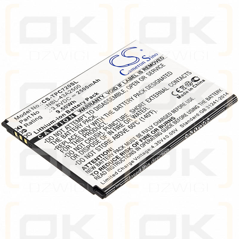 TP-Link TP7051C / NBL-43A2500 2500 mAh Li-Ion 3,8 V (Cameron Sino)