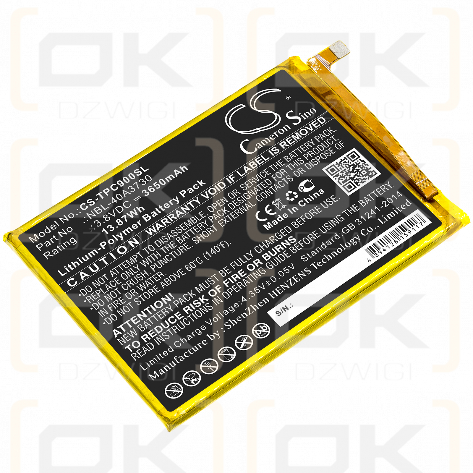 TP-Link TP707A / NBL-40A3730 3650 mAh Li-Polymer 3,8 V (Cameron Sino)