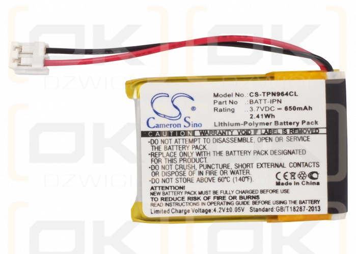 Telematrix IPN985591HDKIT / BATT-IPN 650mAh Li-Polymer 3.7V (Cameron Sino)