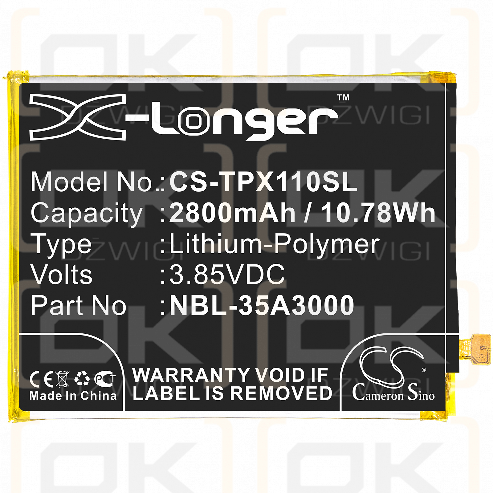 TP-Link TP903A / NBL-35A3000 2800mAh Li-Polymer 3.85V (Cameron Sino)