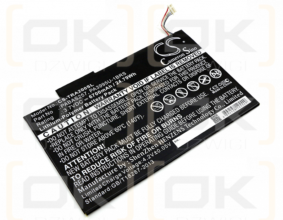 Toshiba Excite AT200-101 / PA3995U-1BRS 6700 mAh Li-Polymer 3,7 V (Cameron Sino)
