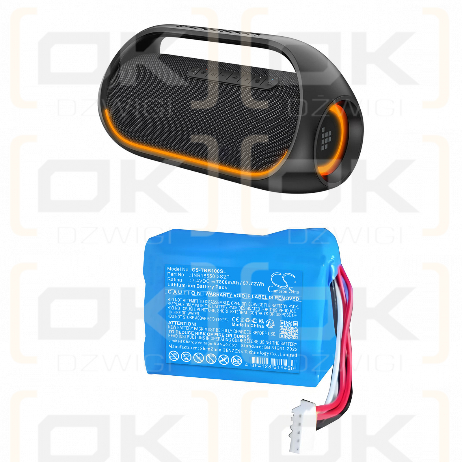 Tronsmart Bang / INR18650-3S2P 7800mAh Li-ion 7.4V (Cameron Sino)