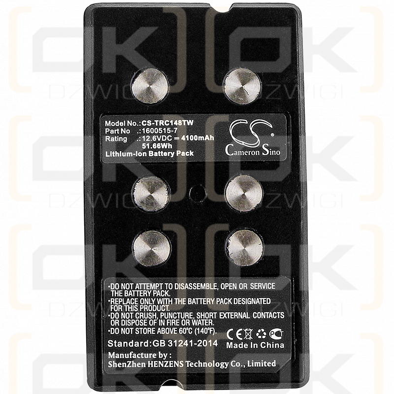 Thales RC-148 / 6140-01-487-1153 Batería de iones de litio de 4100 mAh y 12,6 V (Cameron Sino)