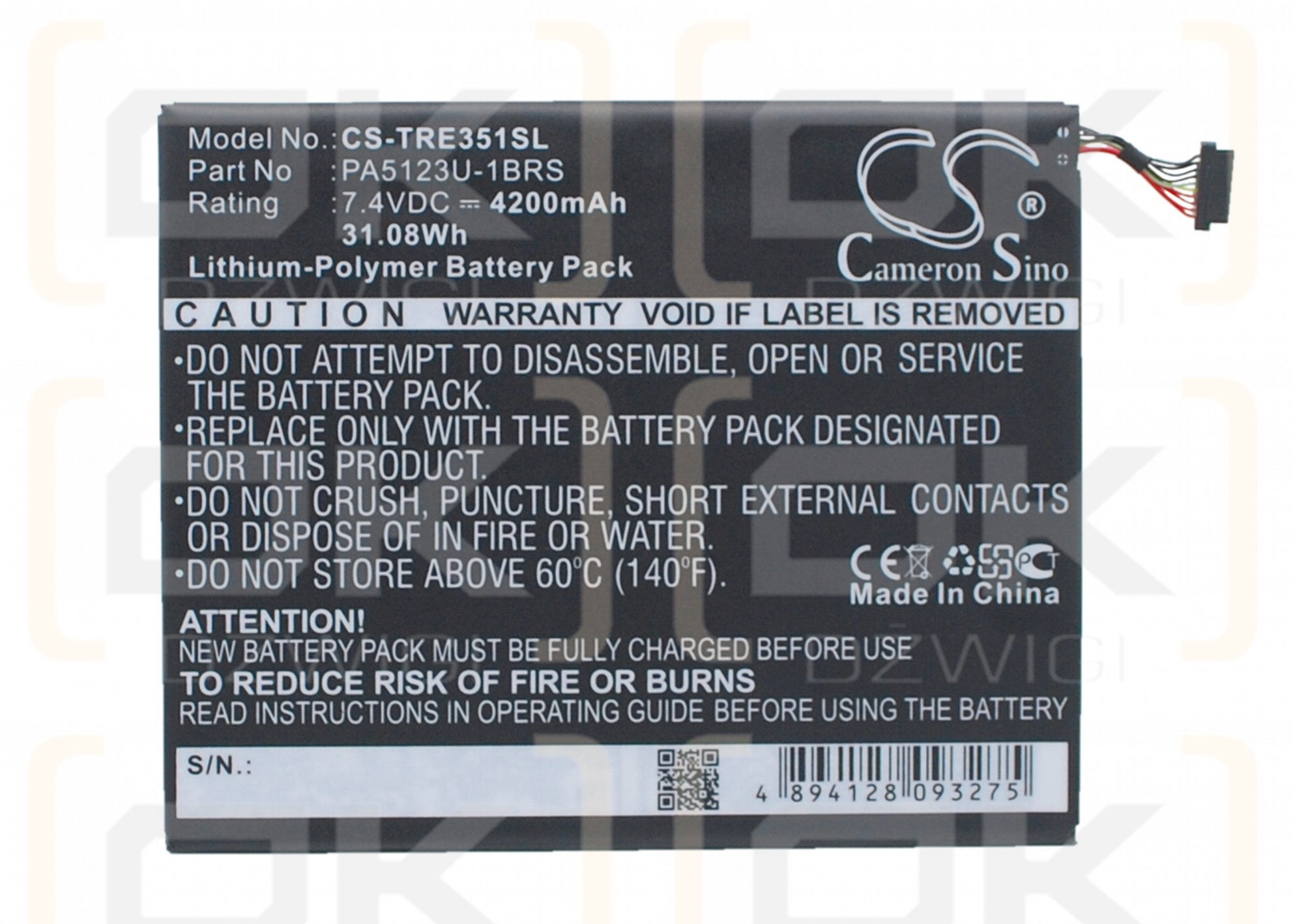 Toshiba AT10LE-A-108 / PA5123U-1BRS 4200 mAh Li-Polymer 7,4 V (Cameron Sino)