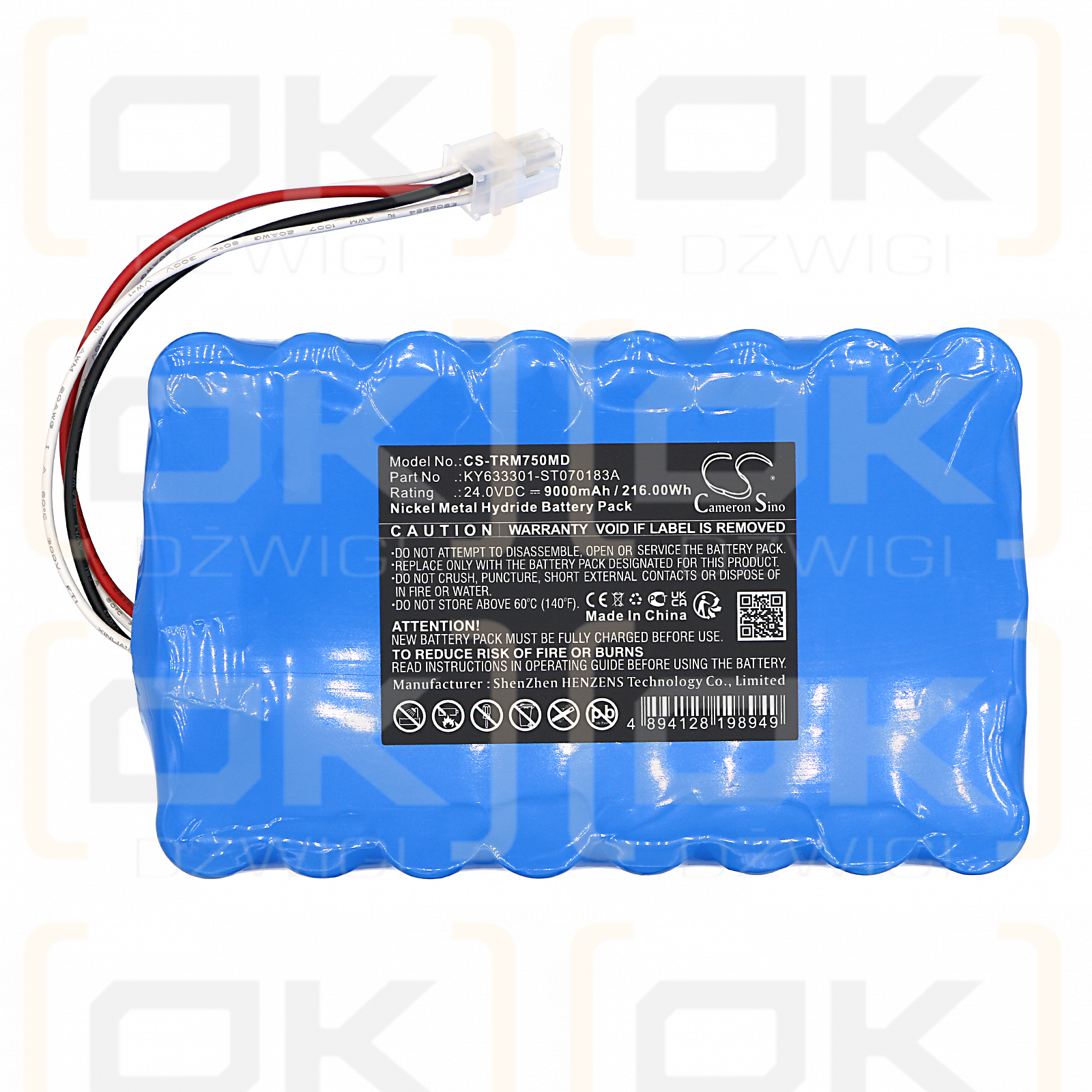 Taema Air Liquide Monnal T75 / KY633301-ST070183A 9000mAh Ni-MH 24.0V (Cameron Sino)