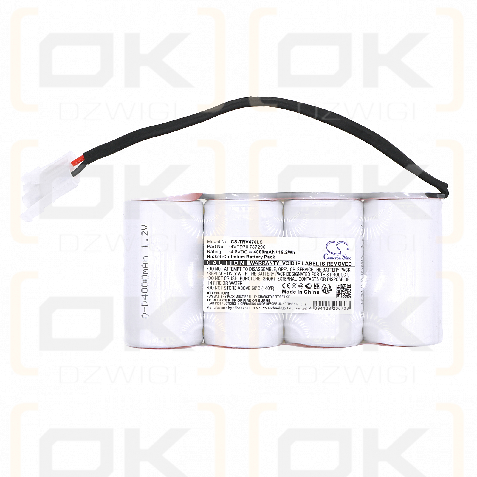 Lite-Plan HRN/4-K / 4VTD70 787296 4000 mAh Ni-CD 4,8 V (Cameron Sino)