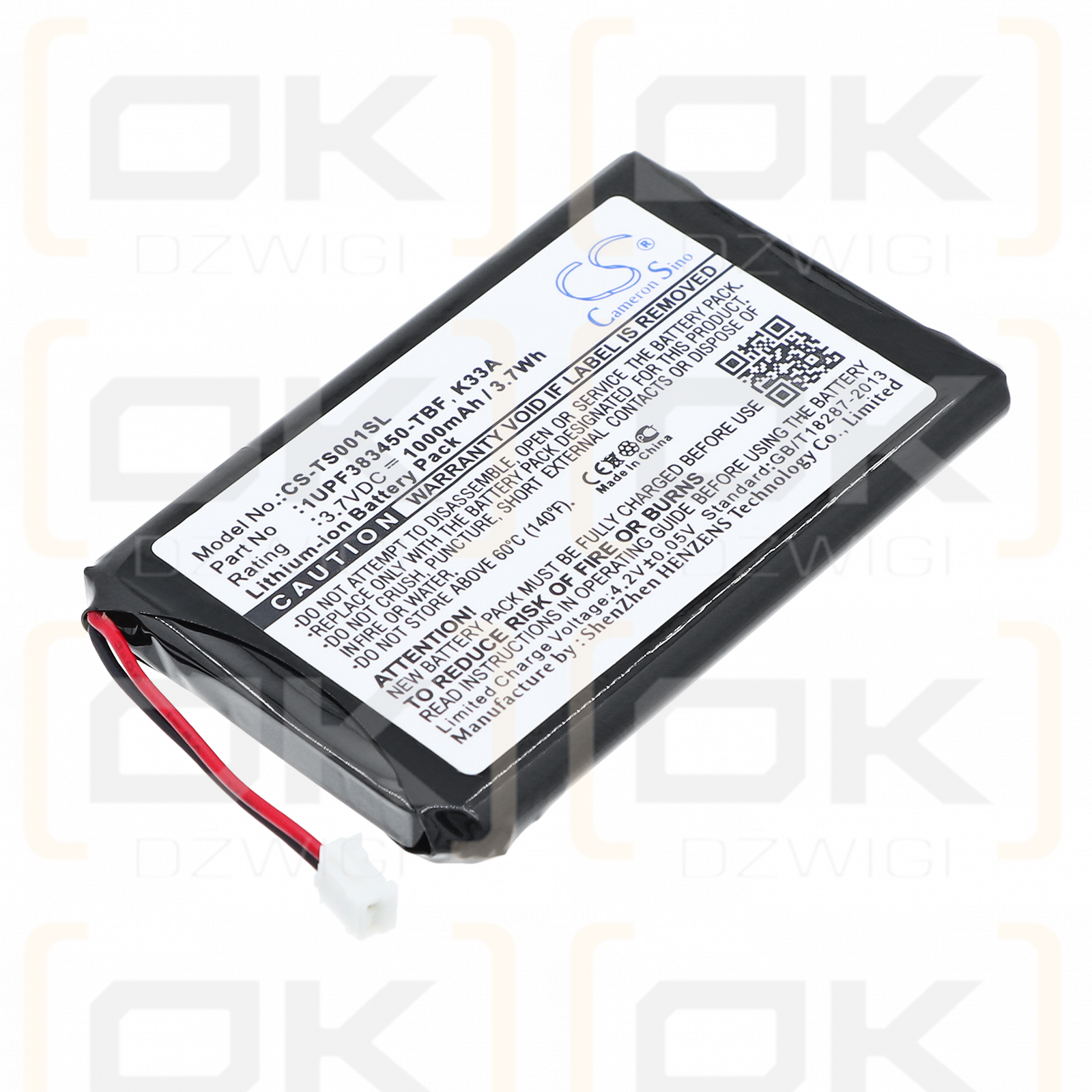 Toshiba Gigabeat MES60VK / 1UPF383450-TBF 1000 mAh Li-ion 3.7 V (Cameron Sino)