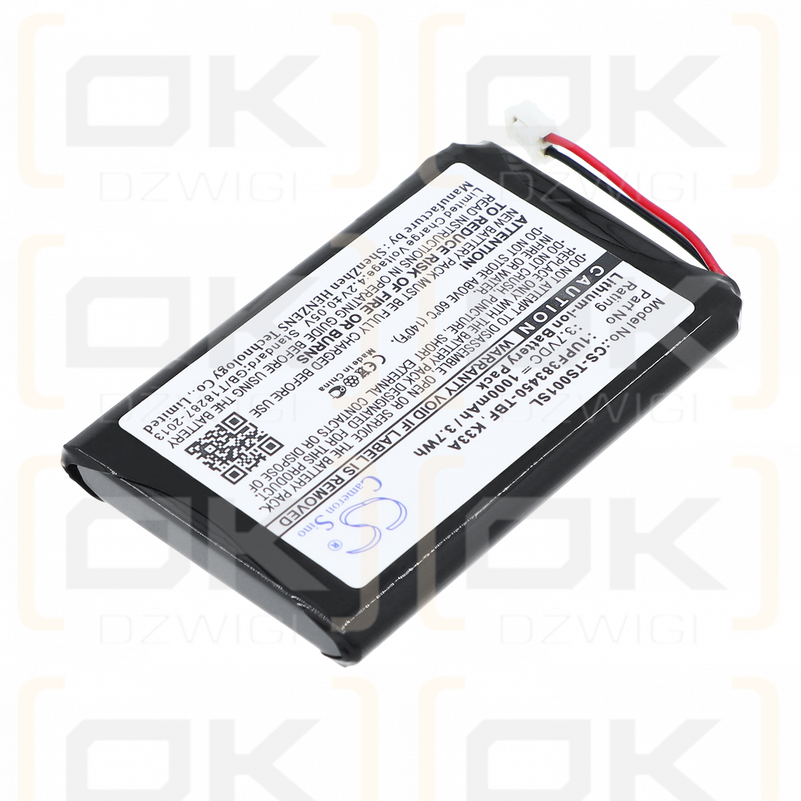 Toshiba Gigabeat MES60VK / 1UPF383450-TBF 1000 mAh Li-ion 3.7 V (Cameron Sino)