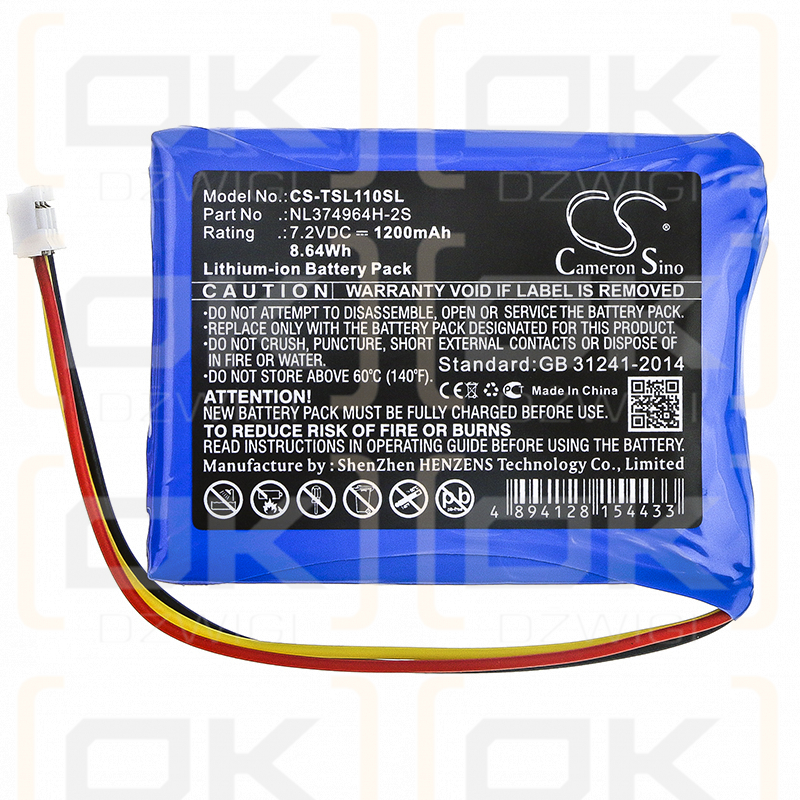 Tosight TSEL-2000 / NL374964H-2S 1200mAh Li-ion 7.2V (Cameron Sino)