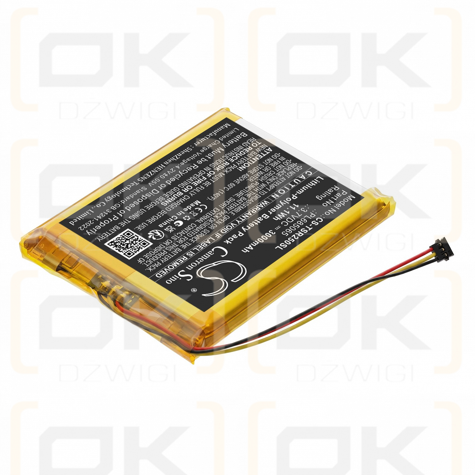 Batería de repuesto para Astell&Kern SR35 / PL685065, 3000 mAh, polímero de litio, 3,7 V (Cameron Sino).