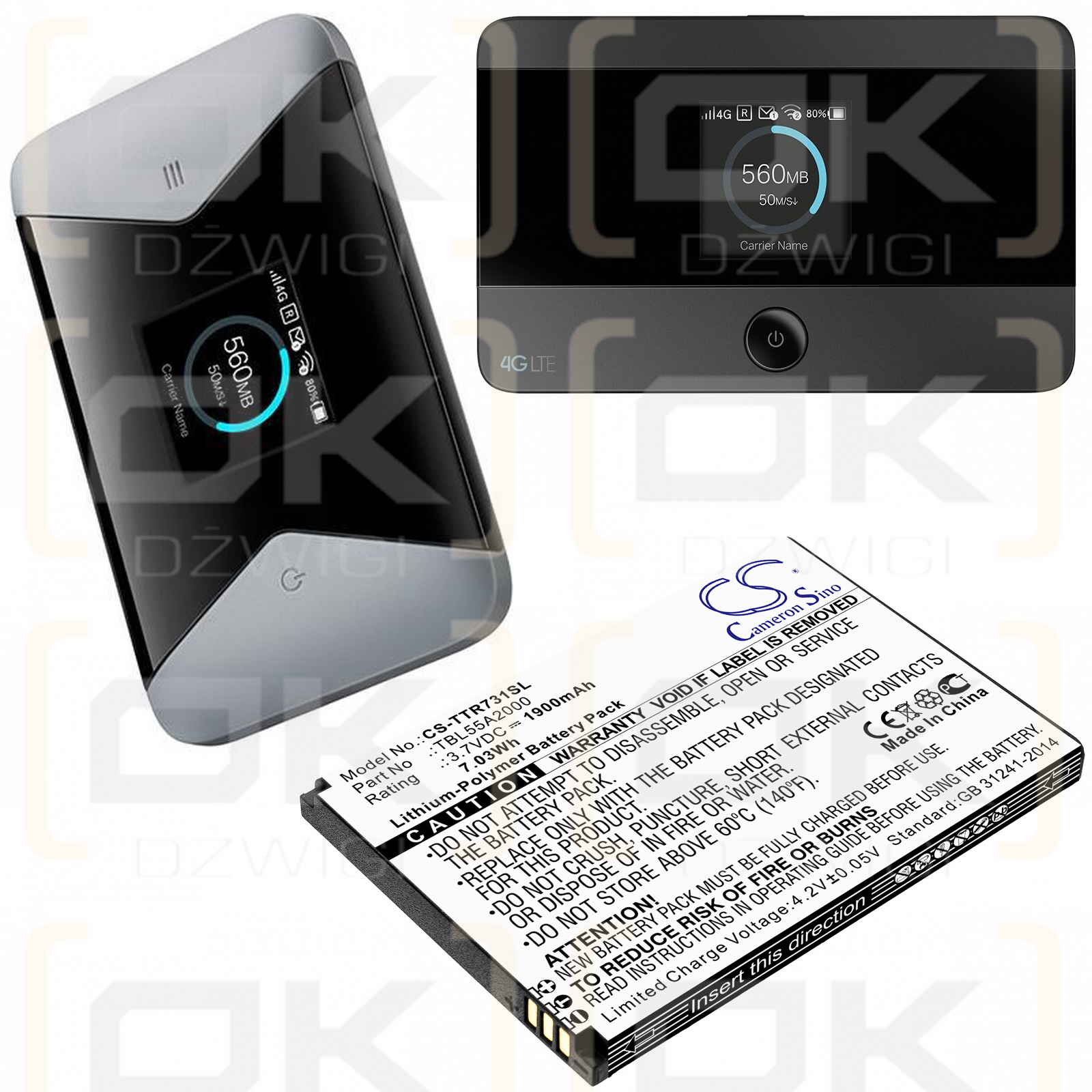 TP-Link M7350 ver 3.20 / TBL55A2000 1900mAh Li-Polymer 3.7V (Cameron Sino)