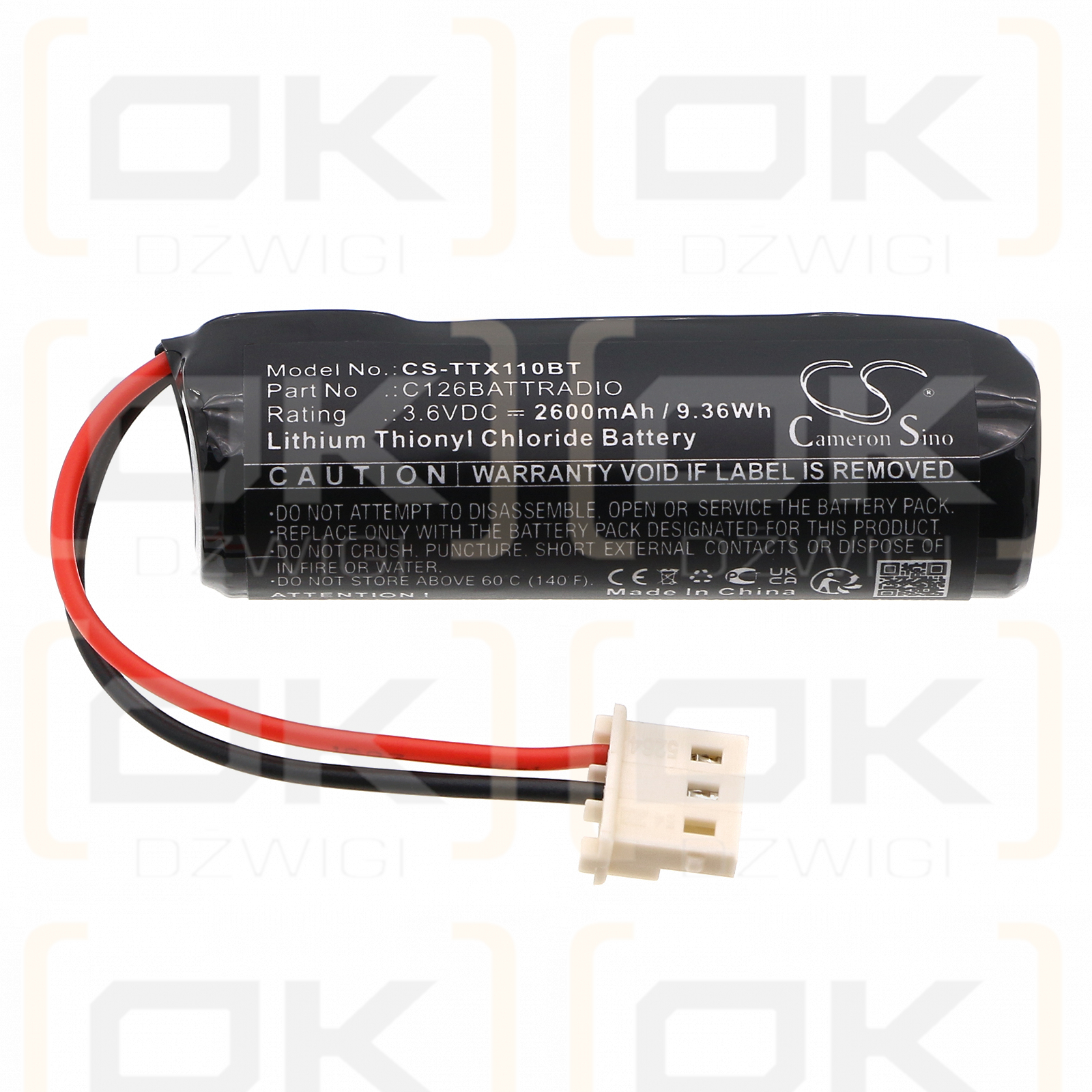 Technoalarm TX310 / C126BATTRADIO 2600mAh Li-SOCl2 3.6V (Cameron Sino)