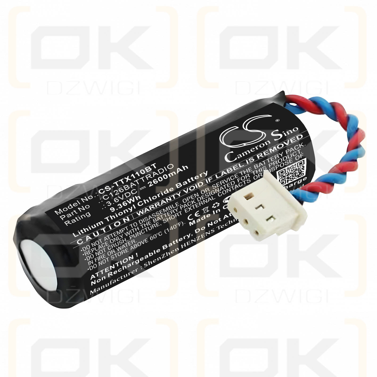 Technoalarm TX310 / C126BATTRADIO 2600mAh Li-SOCl2 3.6V (Cameron Sino)