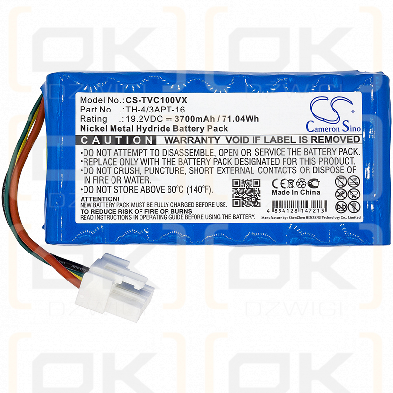 Toshiba VC-J1X / TH-4/3APT-16 3700mAh Ni-MH 19.2V (Cameron Sino)