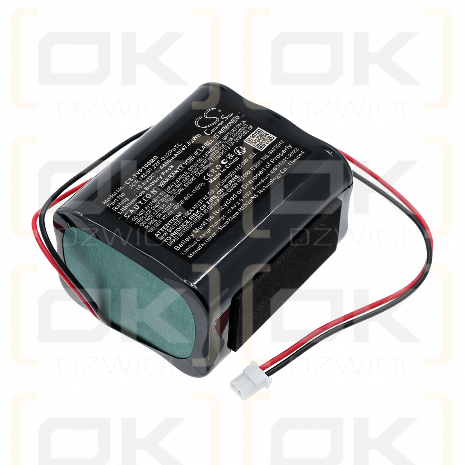 Сменный аккумулятор для Tecme Votem VP1000 / ICR18650 22F-032PpTC 4400 мАч Li-ion 10,8 В (Cameron Sino)