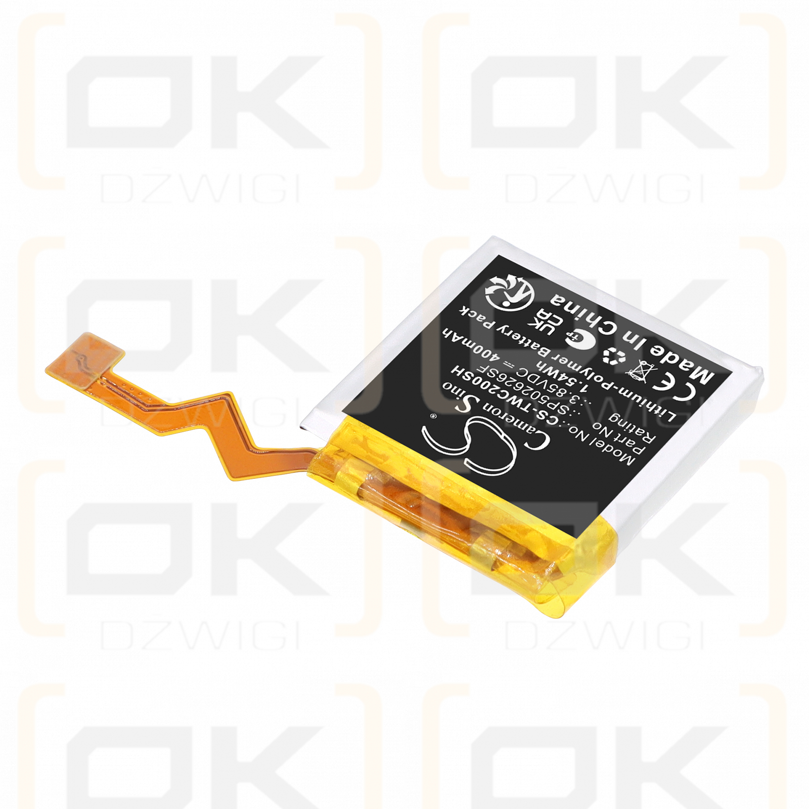 Ersatzakku für Ticwatch C2 / SP502626SF 400mAh Li-Polymer 3,85V (Cameron Sino)