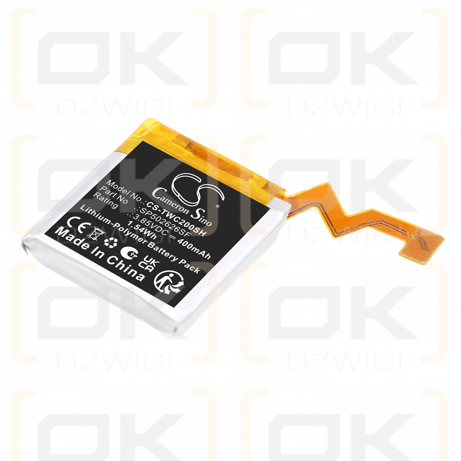 Ersatzakku für Ticwatch C2 / SP502626SF 400mAh Li-Polymer 3,85V (Cameron Sino)