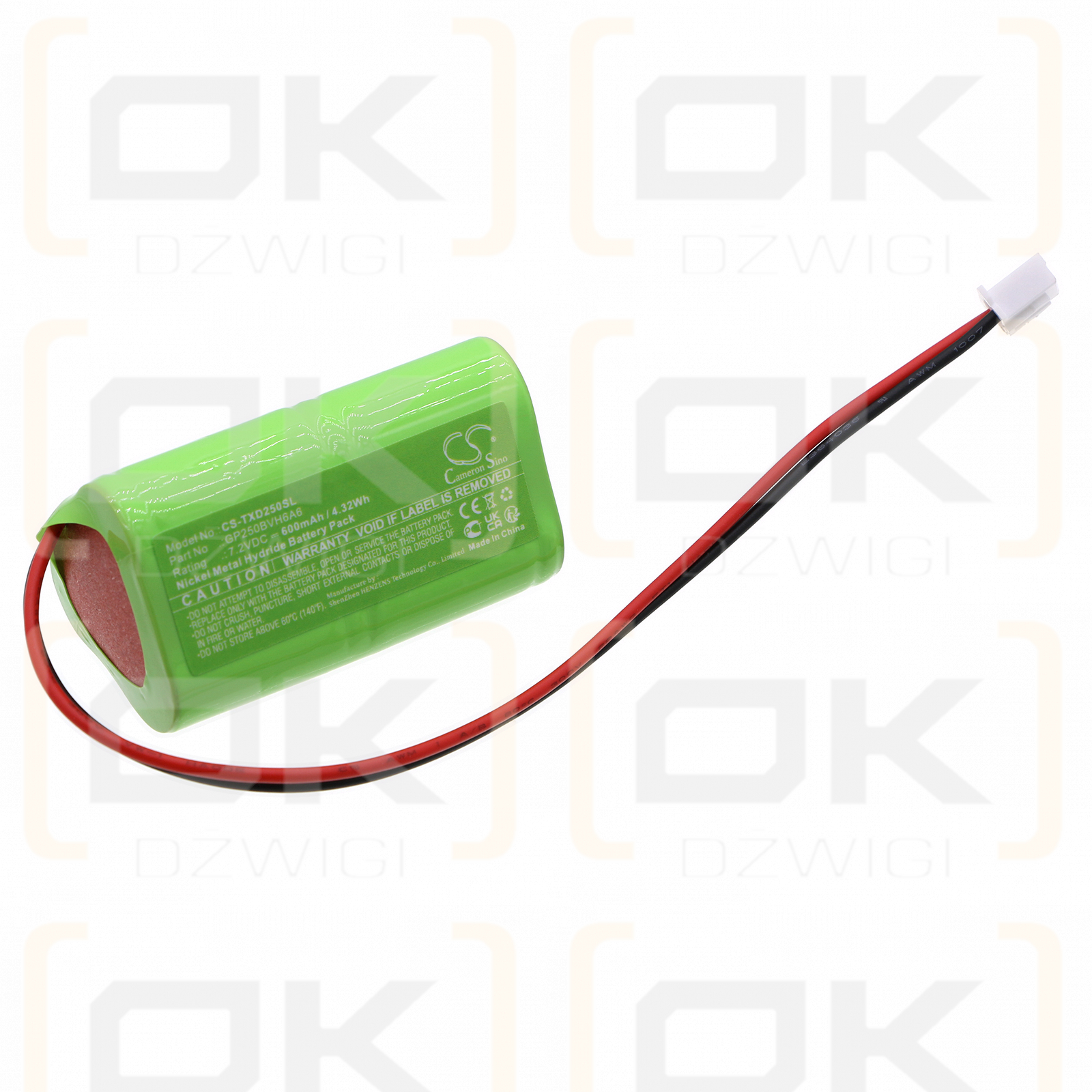 Cajas de timbre Texecom Odyssey / GP250BVH6A6 600mAh Ni-MH 7.2V (Cameron Sino)