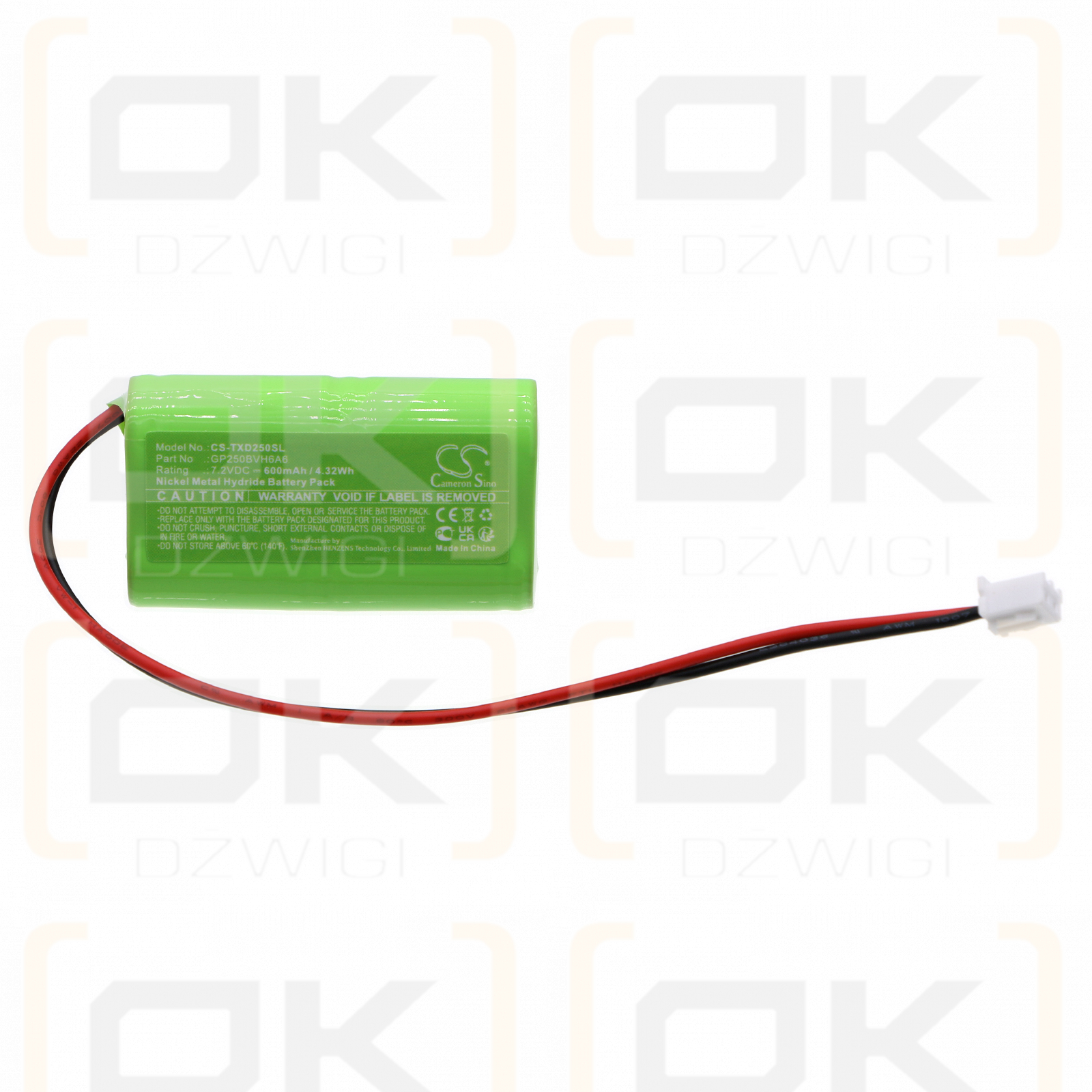 Cajas de timbre Texecom Odyssey / GP250BVH6A6 600mAh Ni-MH 7.2V (Cameron Sino)