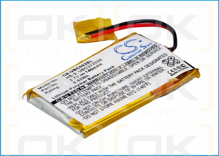 Ultralife UBP008 / HS-9 140mAh Li-Polymer 3.7V (Cameron Sino)