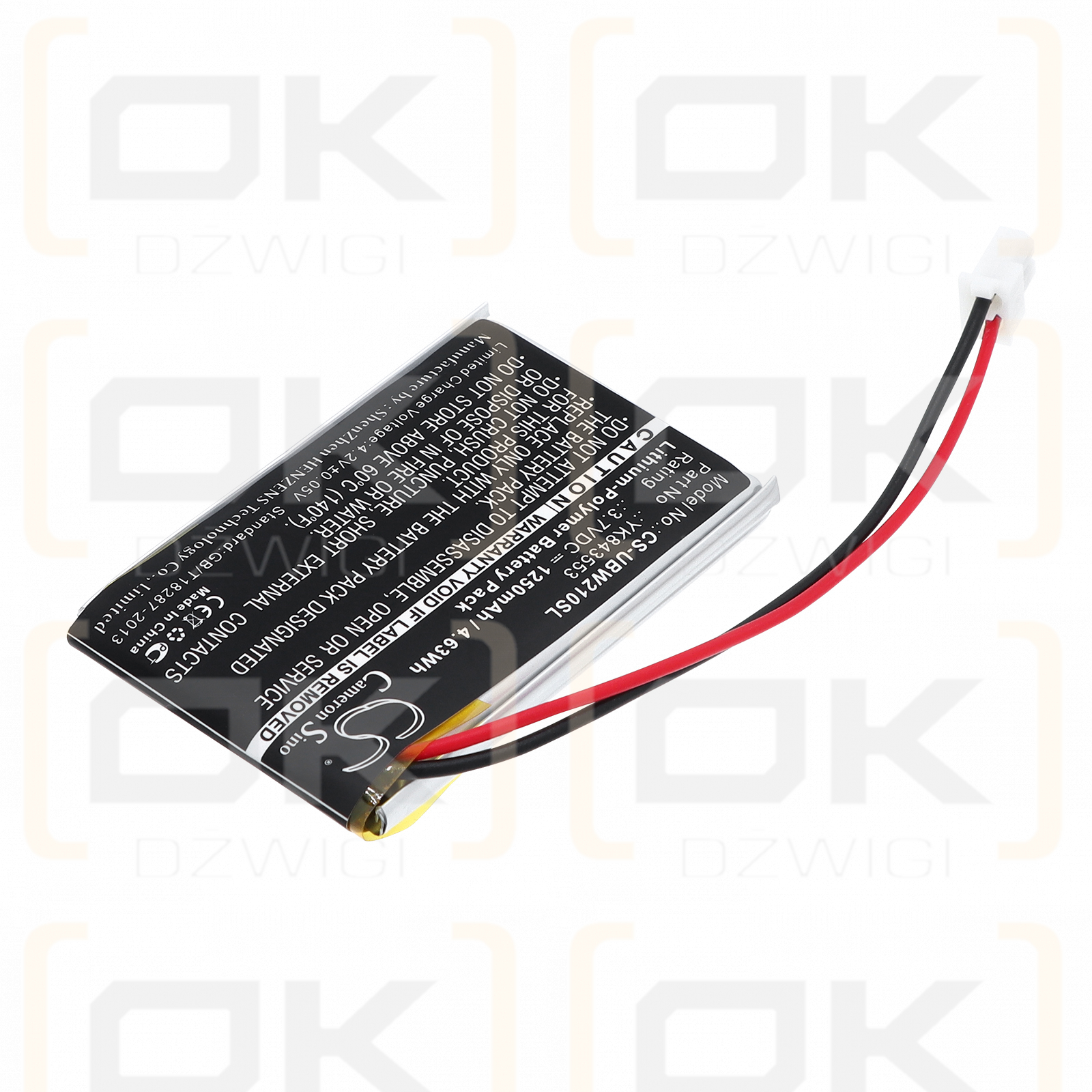 Batería de repuesto para Uniden UBWC21 / YK843553, 1250 mAh, polímero de litio, 3,7 V (Cameron Sino)