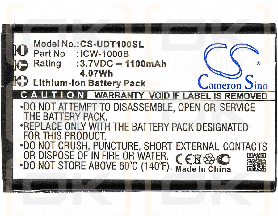 UniData WPU-7700 / ICW-1000B 1100mAh Li-ion 3.7V (Cameron Sino)