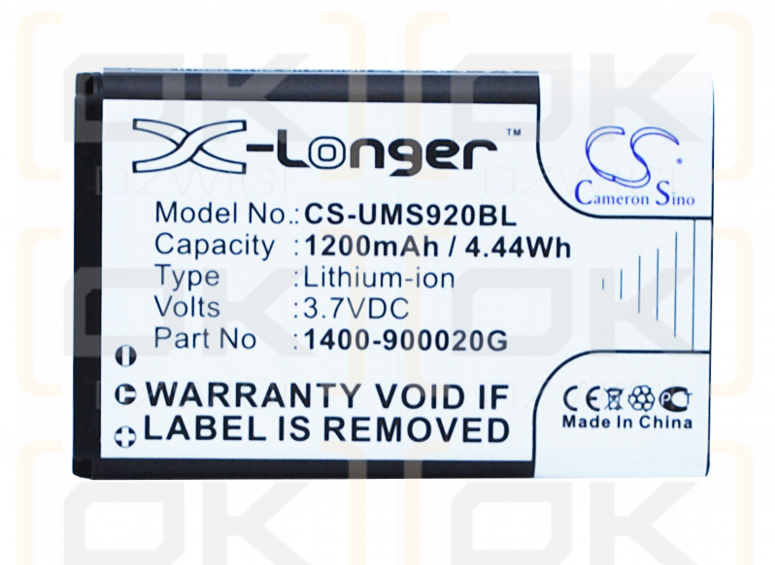 Unitech MS920 / 1400-900020G 1200mAh Li-ion 3.7V (Cameron Sino)