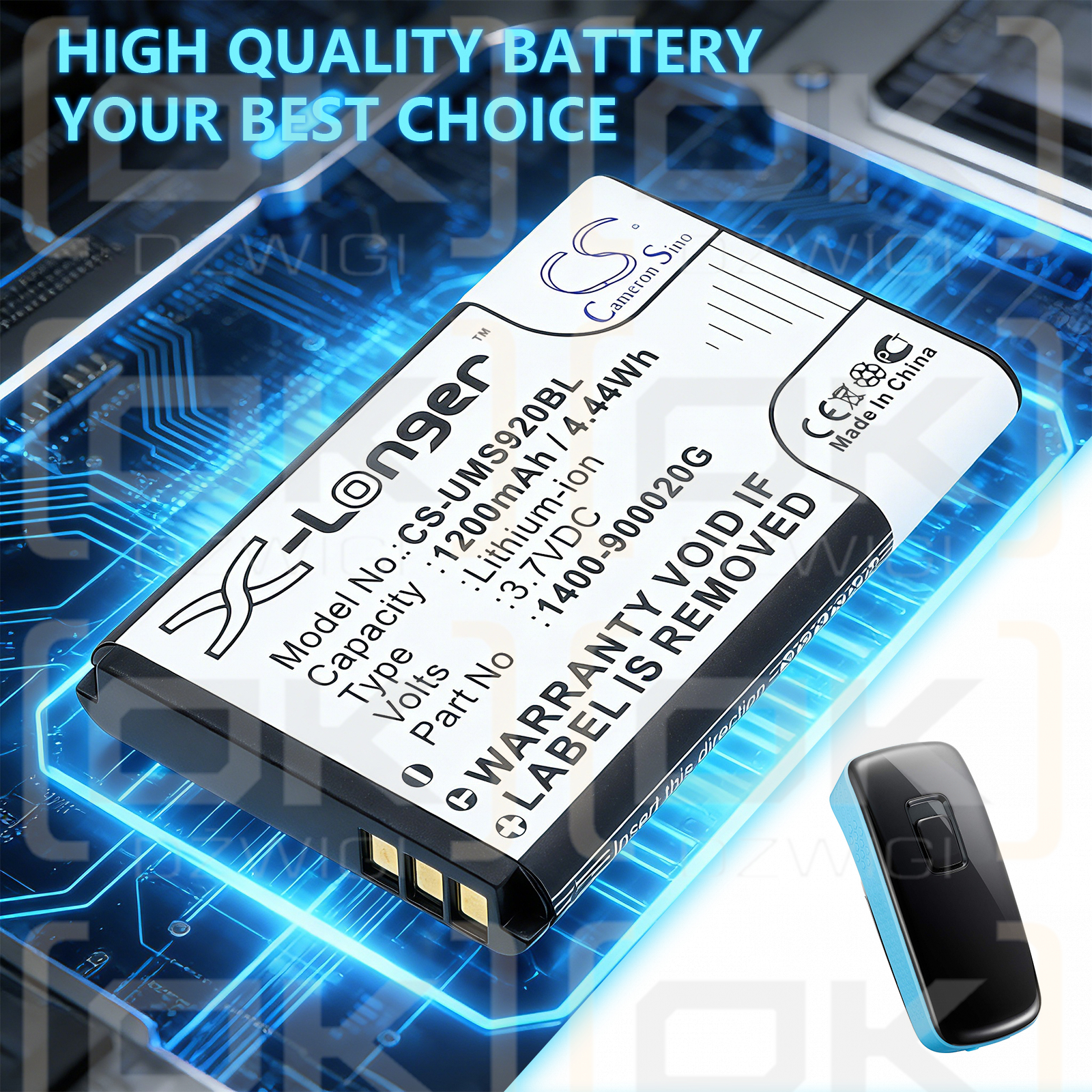 Unitech MS920 / 1400-900020G 1200 mAh Li-Ion 3,7 V (Cameron Sino)