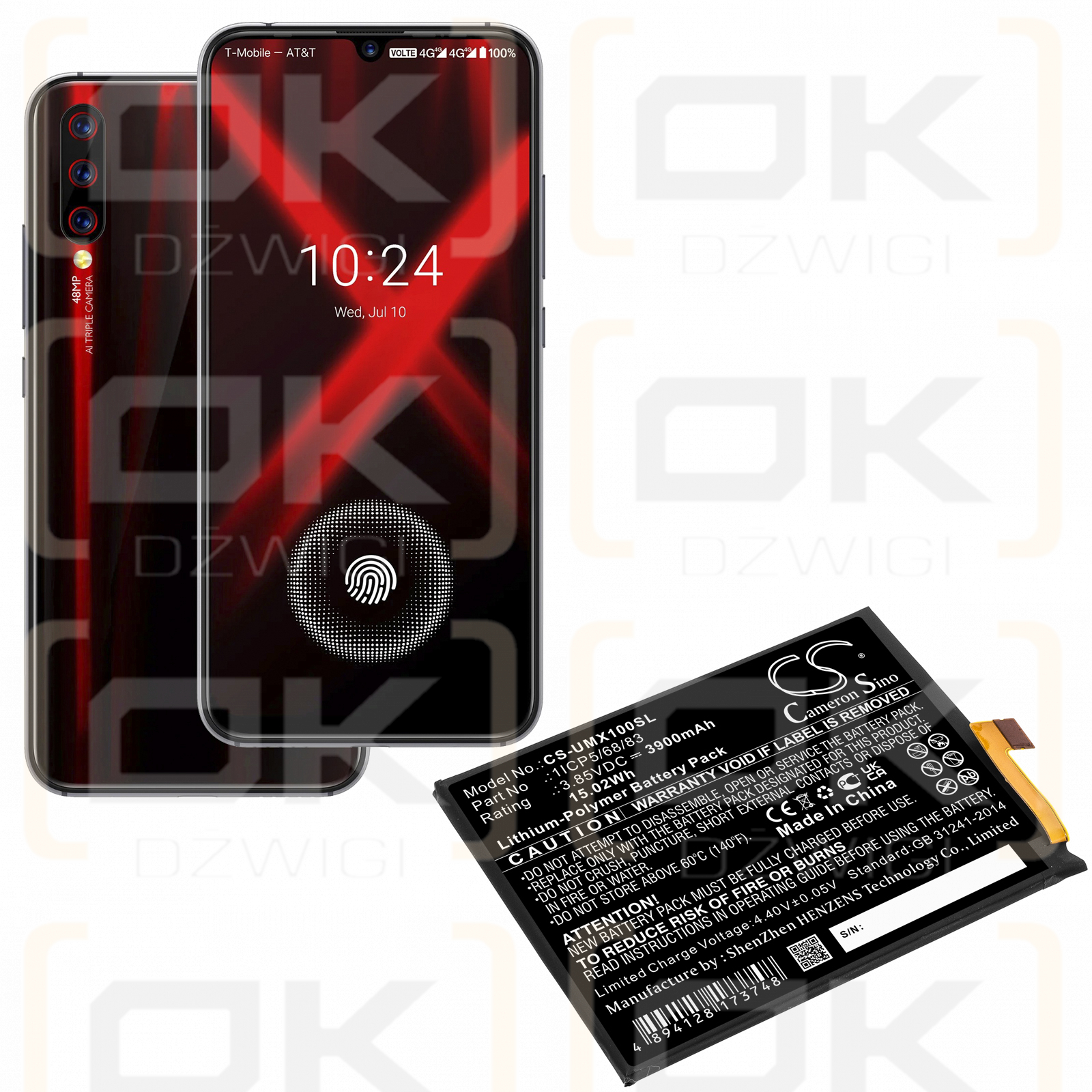 UMI UMIDIGI X / 1ICP5/68/83 3900 mAh Li-Polymer 3,85 V (Cameron Sino)