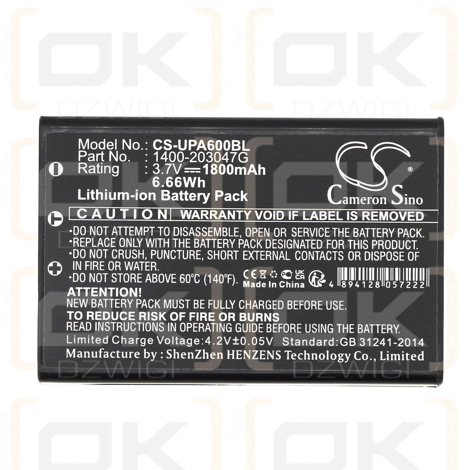 Panasonic JT-H303HT / JT-H200BT-20 1800mAh Li-ion 3.7V (Cameron Sino)